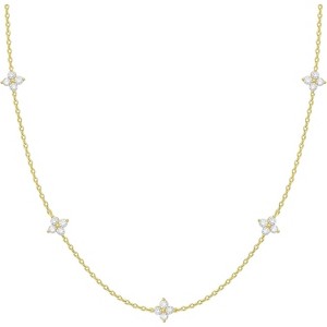 Dainty Station Choker Necklace for Women, Cubic Zirconia Simulated Diamond Layering Jewelry - 1 of 4