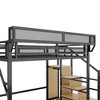 TIRAMISUBEST Full Size Loft Bed with stairs, metal frame, storage shelves, wardrobe for Kids Teens Adults, Black - 4 of 4