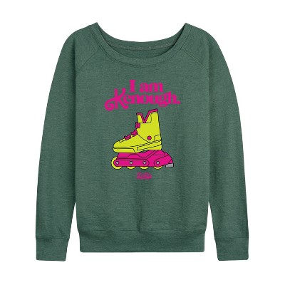 Women's - Barbie - I Am Kenough Rollerblades Lightweight French Terry Wide Neck Long Sleeve Shirt