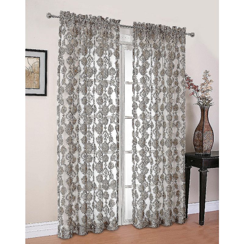 Moroccan Accents by Kate Aurora 1 Piece Rod Pocket Clipped Elegant Sheer Curtain Panel, 1 of 6