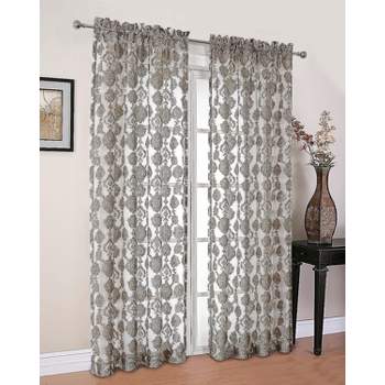 Moroccan Accents by Kate Aurora 1 Piece Rod Pocket Clipped Elegant Sheer Curtain Panel