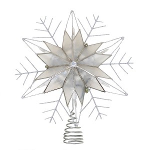 Kurt Adler Wire Capiz Snowflake Tree Topper, Light Silver, 10" - 1 of 4
