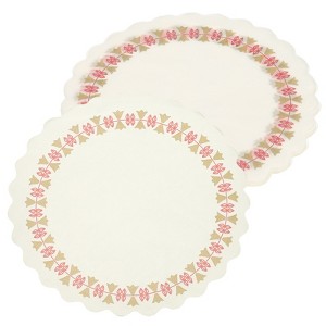 Unique Bargains Wedding Christmas Decoration Round Food Lace Trim Paper Placemats - 1 of 4