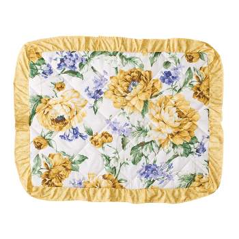 Collections Etc Yellow-Violet Floral Hannah Cascading Pillow Sham 26" x 20" x 0.5"