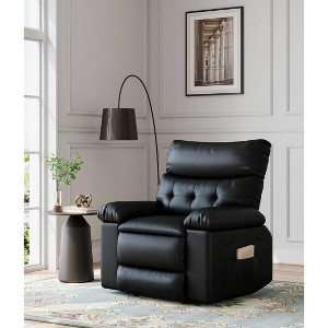 Manual Recliner Massage Heated Lounge Chair Sofa - 90°-150° Adjustable, PU Leather & Thick Padding - 1 of 4