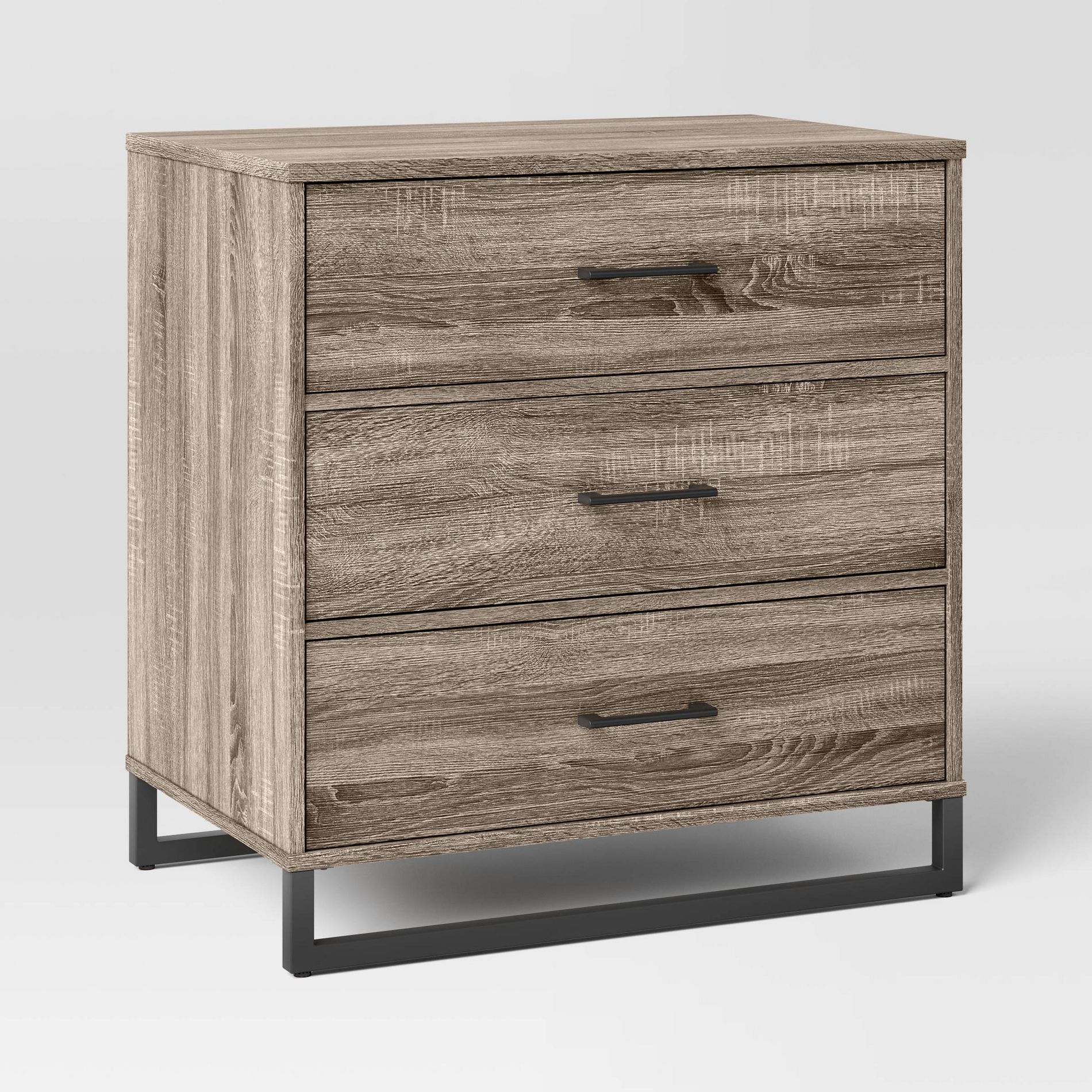 Mixed Material 3 Dorm Drawer Dresser Light Gray Wash - Room Essentials™: Modern Storage for Small Spaces