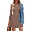 2025 Women's Long Sleeve Sweater Dress for Fall, Crew Neck Knit Midi Dress Khakicaramel - 4 of 4