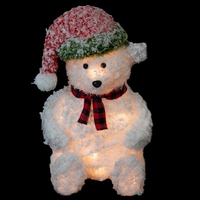 21" Lighted Snowy Polar Bear Christmas Lawn Decoration