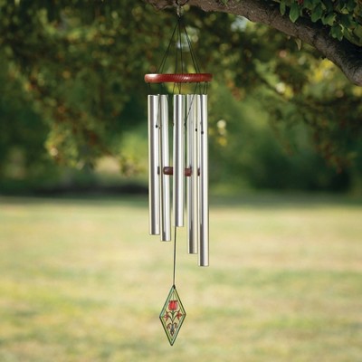 Art Deco Tulip Wind Chime with Metal Tubes, 26"