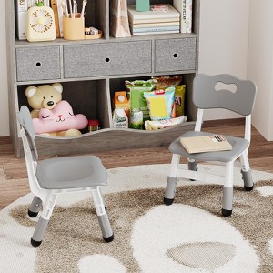 Kids Chair Set of 2 with Height Adjustable Chair, Plastic Toddler Chairs - 1 of 4