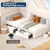 Corner Bed Frame Twin Size Daybed with Velvet Upholstered Guardrail, Modern Kids Sofa Bed for Teen Adults - 4 of 4