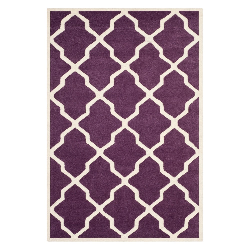 3'x5' Billie Quatrefoil Design Tufted Accent Rug Purple/Ivory - Safavieh