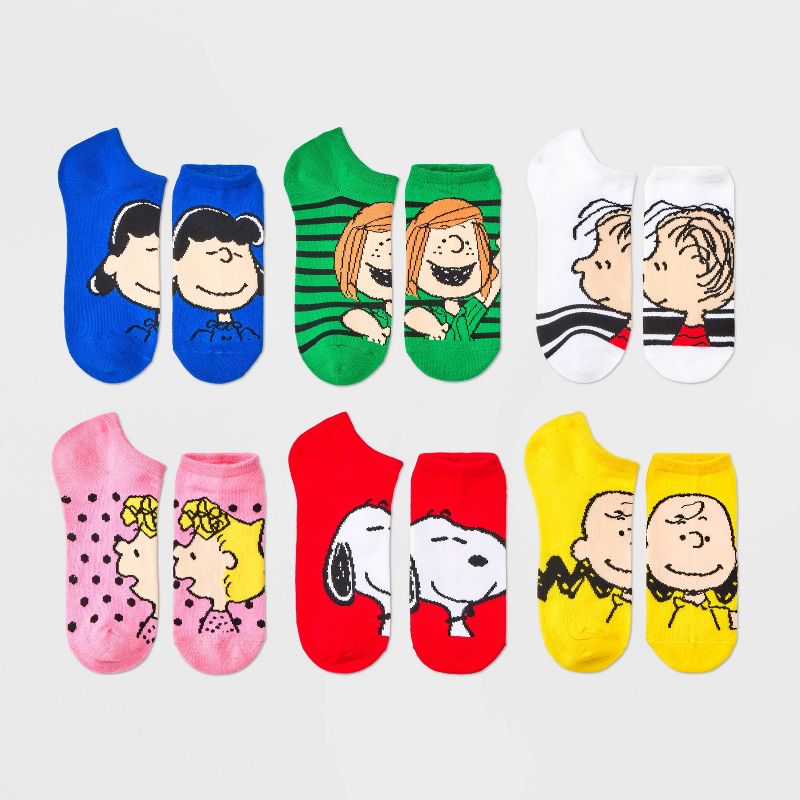 Women&#39;s Peanuts 6pk Low Cut Socks - Assorted Color 4-10, 1 of 4