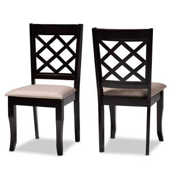 Set of 2 Verner Fabric Upholstered Wood Dining Chairs Sand/Dark Brown - Baxton Studio: Kitchen, Armless, Polyester Upholstery