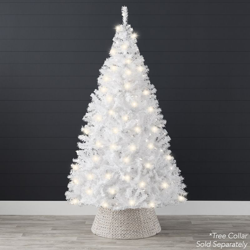 Best Choice Products Pre-Lit Premium Hinged White Artificial Christmas Pine Tree w/ Lights, Stand, PVC Branch Tips, 3 of 9