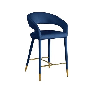 Meridian Furniture,Destiny Navy Velvet Stool - 1 of 4