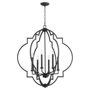 Quorum Lighting Dublin 6-Light Pendant, Noir Finish, 29.5 Width, 34 Height - 1 of 1