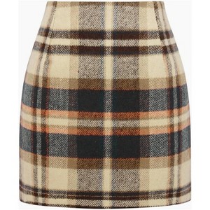 Women's Plaid High Waist Mini Skirt - Fall Bodycon Dress for Fashion Outfits 01 Brown - 1 of 4
