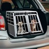 Munora 38" Double Door Pet Travel Crate - Aluminum & MDF Trapezoidal Kennel for Car Transport, Black - 2 of 4