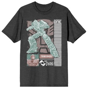 Transformers One Optimus Prime Strike Pose Outline Adult Charcoal Heather Crew Neck Short Sleeve T-shirt - 1 of 4