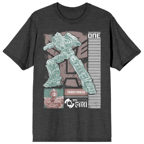 Transformers One Optimus Prime Strike Pose Outline Adult Charcoal Heather Crew Neck Short Sleeve T-shirt - image 1 of 4