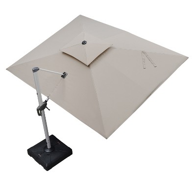 PURPLE LEAF Patio Outdoor Rectangle Umbrella with Base Large Cantilever Umbrella Windproof Offset Heavy Duty Sun for Garden Deck Pool