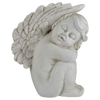 Northlight 7.25" Ivory Right Facing Sleeping Cherub Angel Outdoor Garden Statue