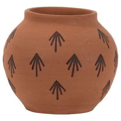 Natural Hand Stamped Terracotta Decorative Vase - Foreside Home & Garden