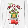 Teenage Mutant Ninja Turtles TMNT Holiday Green Greetings Women's White Crew Neck Long Sleeve Tee - 2 of 3