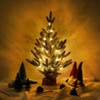 24 Inch Pre-lit Artificial Tabletop Mini Christmas Tree with Lights, Green Frosted Christmas Trees with Burlap Base, Miniature Pine Christmas Trees - 3 of 4