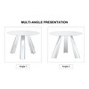 CENGHU Marble Grained Stone Round Dining Table, 42" Stainless Steel Leg Dining Table for 4-6 Pepole, 3-legged Coffee Table for Dining Room, Office - 4 of 4