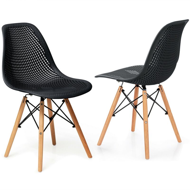 Costway 2PCS Modern DSW Dining Chair Office Home w/ Mesh Design Wooden Legs, 1 of 13