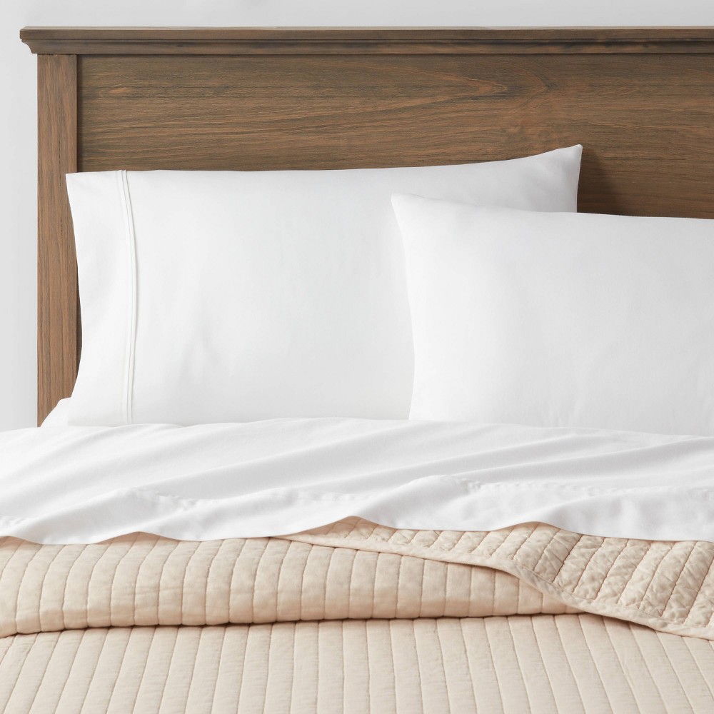 Photos - Duvet King Washed Cotton Sateen Quilt Khaki - Threshold™