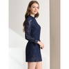 Allegra K Women's Elegant Ruffle Crew Neck Formal Elegant Mini Floral Lace Dress - 4 of 4