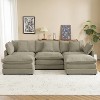 Whisen 112" Modern Design Modular Sofa Couch Upholstered Corduroy L-Shape Sectional Sofa with Two Movable Ottomans and Side Storage Pockets - 2 of 4