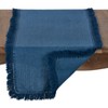 72"x16" Linen Stonewashed Fringe Table Runner Navy - Saro Lifestyle: Elegant Non-Woven Fabric, Machine Washable - 2 of 3