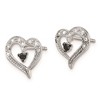 Black Bow Jewelry Black & White Diamond 11mm Open Heart Post Earrings in Sterling Silver - 2 of 4