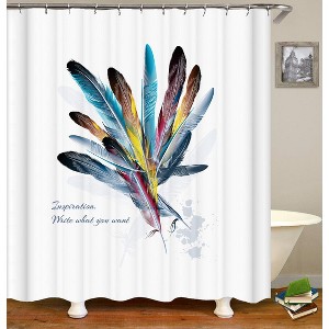 Colorful Feathers Bundle Shower Curtains for Bathroom Waterproof Fabric Bath Curtain Durable Soft Stylish Bathroom Decor 72x72 Inch - 1 of 1