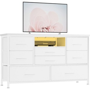 LED TV Stand Dresser with 8-Drawer for 55'' TV, Built-In Power Outlet, Wide Storage Chest with Wooden Top and 22 Adjustable Lighting Modes for Bedroom - 1 of 4