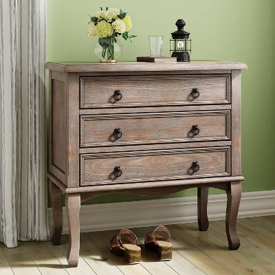 Elegant Farmhouse Light Gray 3-Drawer Storage Chest
