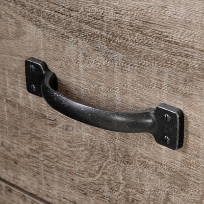 Weathered Oak Farmhouse Double Dresser with Six Drawers