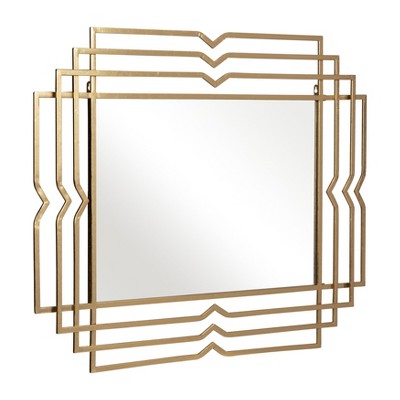 Gold Geometric Iron Rectangular Wall Mirror