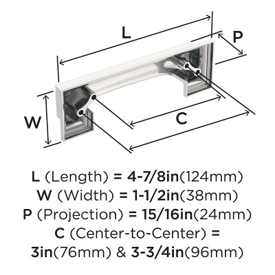 Polished Chrome Traditional Cup Pull with Mounting Hardware
