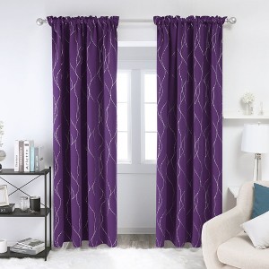 Deconovo Silver Dots Rod Pocket Curtains – 2 Panels, Light-Reducing & Stylish - 1 of 4