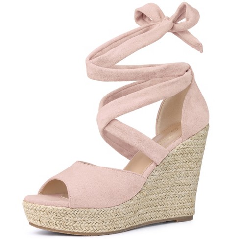 Dusty rose shop wedge heels