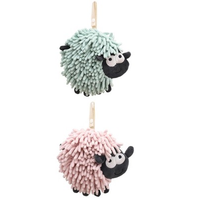 REGALWOVEN Cute Sheep Shape Chenille Soft Absorbent Hand Towels 2 Pcs