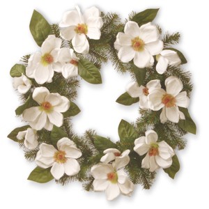 National Tree Company 24" North Valley Spruce Magnolia Wreath - 1 of 4