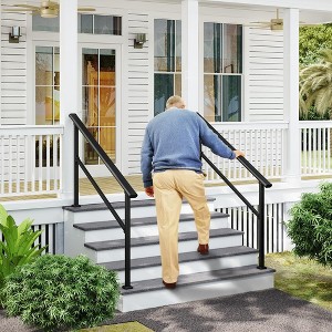 LOVMOR Hand Rails for Outdoor Steps, Wrought Iron Railing, Exterior Hand Railing for Steps, Porch Railing Kit - 1 of 4
