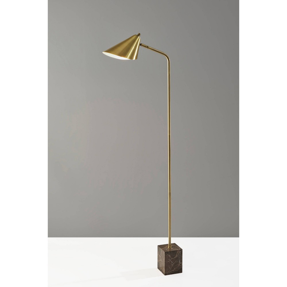 Photos - Floodlight / Street Light Adesso Hawthorne Floor Lamp Antique Brass  