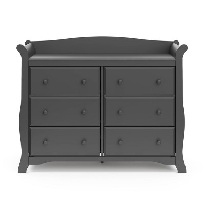 Gray Double Nursery Dresser with Six Drawers